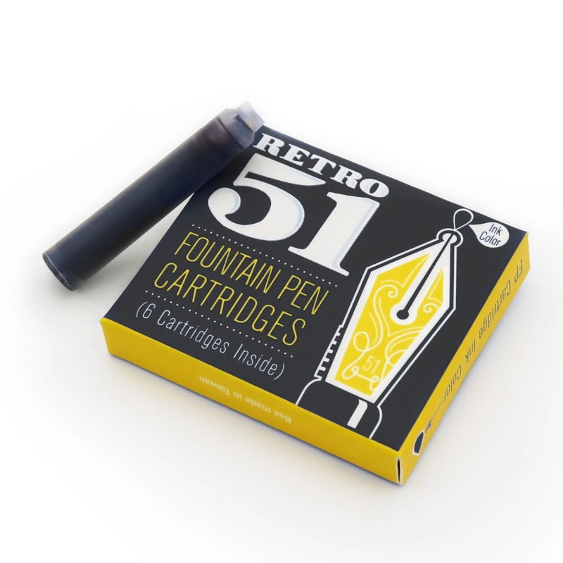 Retro 1951 إعادة تعبئة قلم الحبر Retro 51 Tornado - خراطيش حبر سوداء، 6-pack - تدفق متسق، مقاوم للتلطيخ، كتابة فاخرة - Image 2